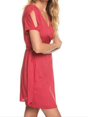 Roxy Red Polka Dot Wrap Dress w/ Tie Waist & Pockets - Size Medium